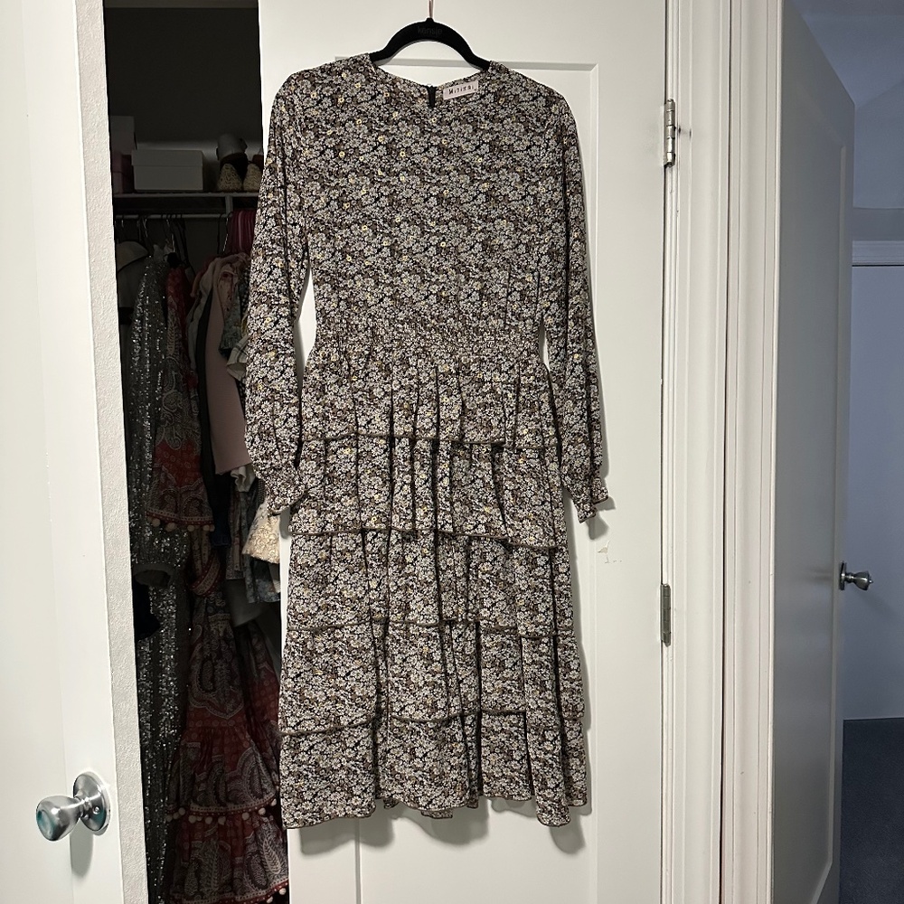 Junees minimal ruffle floral teens dress